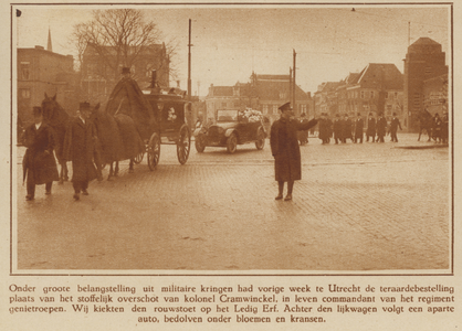 873354 Afbeelding van de begrafenisstoet van kolonel Cramwinckel, bij leven commandant van het regiment genietroepen te ...